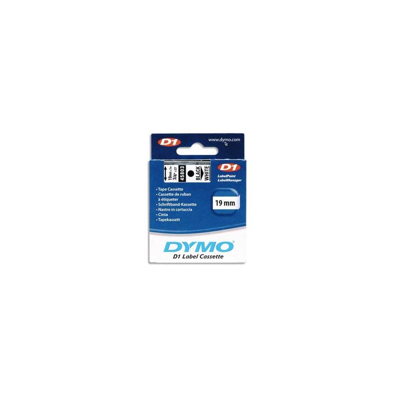 DYMO Ruban D1 noir/transparent 19MMX7M pour 1000/1000+/2000/3500/4500/5000/5521