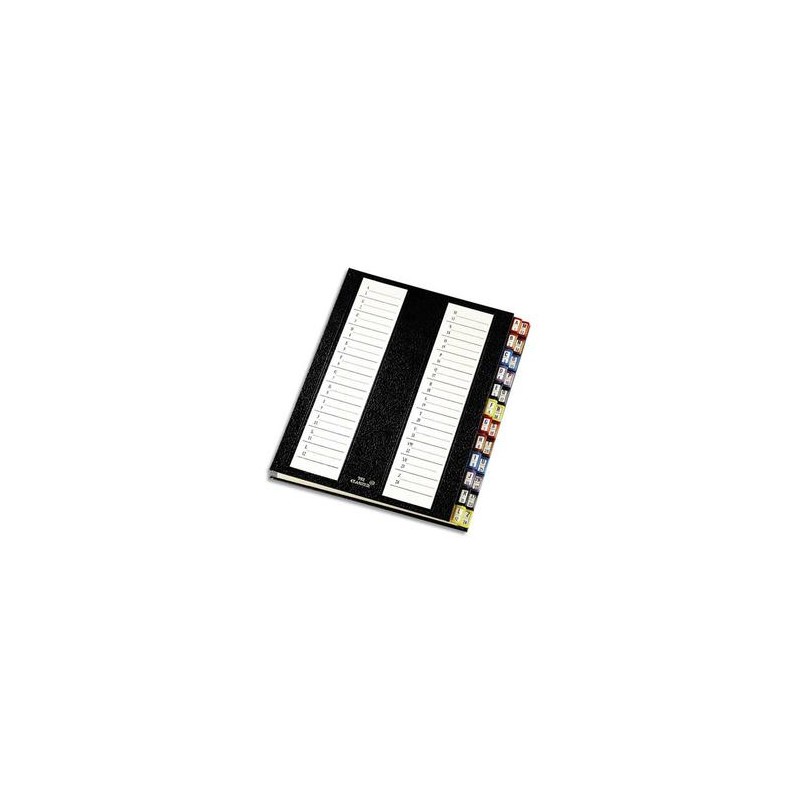 EMEY Trieur alpha-numérique 24 compartiments noir, couverture rigide plastifiée, onglets métalliques
