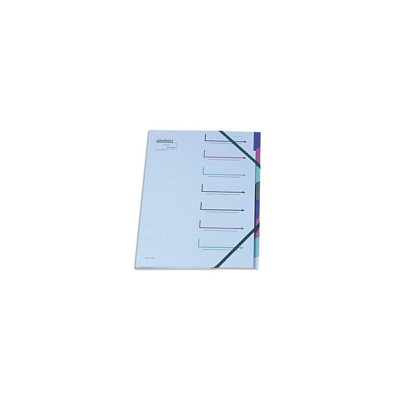 EXTENDOS Trieur 7 compartiments bleu, en carte forte avec élastique de fermeture