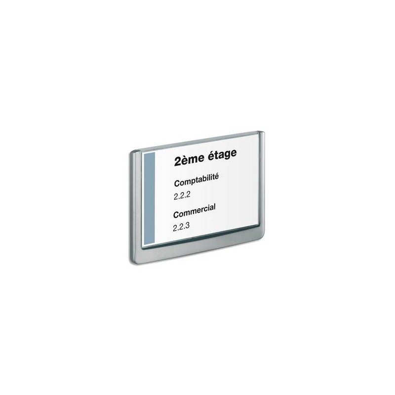 DURABLE Plaque de porte CLICKSIGN Gris en ABS - Fiche Bristol fournie, L 21 x H 14,85 cm