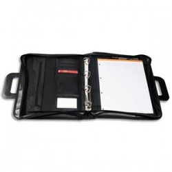 EXACOMPTA Classeur conférencier Exafolder noir, polypropylène 20/10e recyclé 4 anneaux 25mm+bloc ligné A4