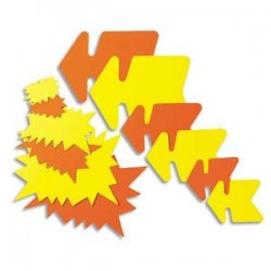 AGIPA Paquet de 25 étiquettes pour point de vente en carton fluo jaune/orange forme éclaté 16 x 24 cm