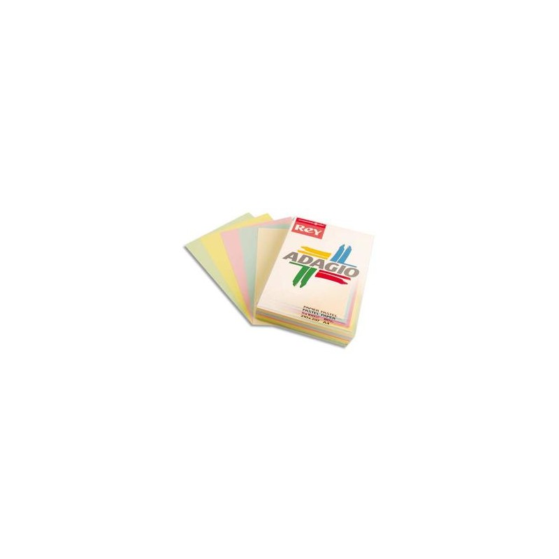 PAPYRUS Ramette 50 feuilles x 5 teintes papier couleur pastel & vive ADAGIO assortis pastel&vifs A4 160g