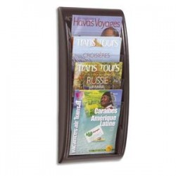 PAPERFLOW Présentoir mural Quick Fit System, 4 cases format A4 épaisseur 2 cm, L29 x H65 x P9,5 cm noir