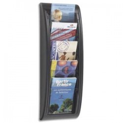 PAPERFLOW Présentoir mural Quick Fit System, 5 cases format A5 épaisseur 2 cm, L22,7 x H65 x P9,5 cm noir