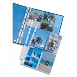 ELBA Sachet de 10 pochettes perforées en polypro 9/100. Format A4. 4+4 photos 10x15cm. Incolore.