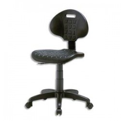 Chaise technique noire en polyuréthane hauteur standard avec repose-pieds sur roulettes