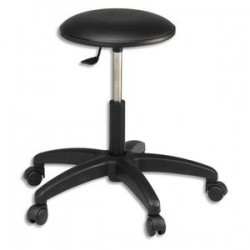 Tabouret bas standard vinyle noir sur roulettes