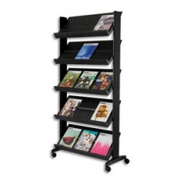 PAPERFLOW Présentoir de sol 5 tablettes mobile noir L 85,5 x H 167,5 x P 38,5 cm