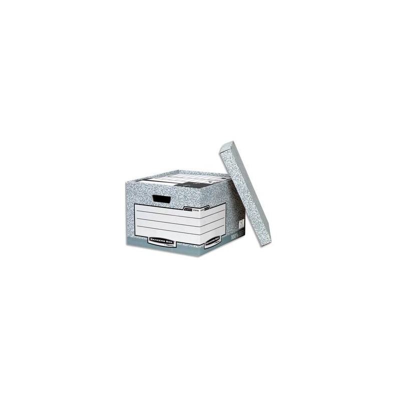 BANKERS BOX Caisse standard L33,3xh28,5xp39cm, montage automatique, carton recyclé gris/blanc