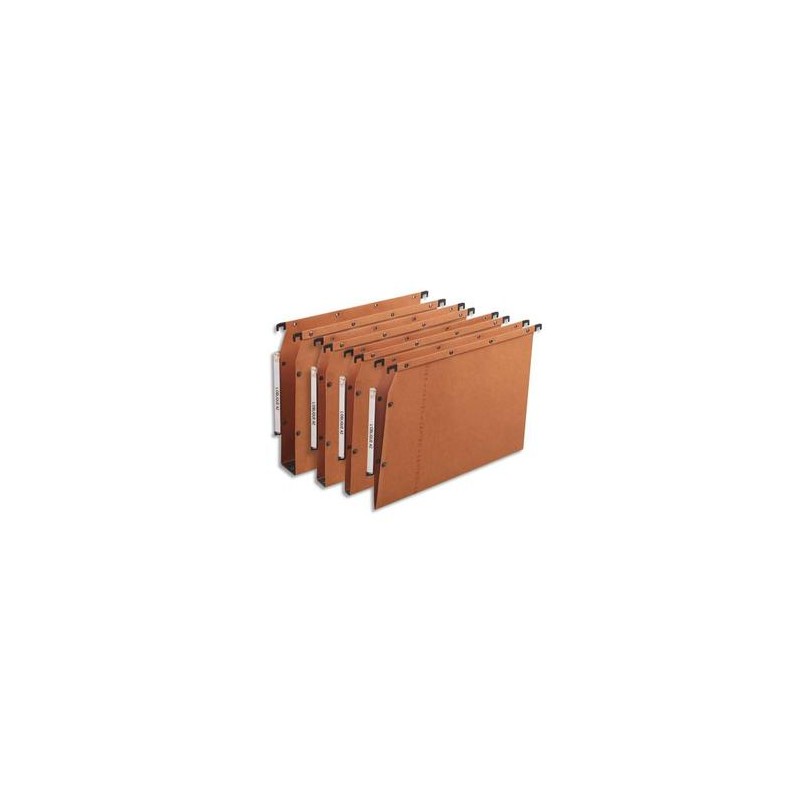 OBLIQUE AZ Boîte de 25 dossiers suspendus ARMOIRE en kraft 240g. Fond 30, bouton-pression. Orange