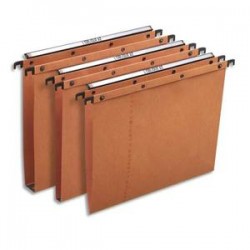 OBLIQUE AZ Boîte de 25 dossiers suspendus TIROIR en kraft 240g. Fond 30, bouton-pression. Orange