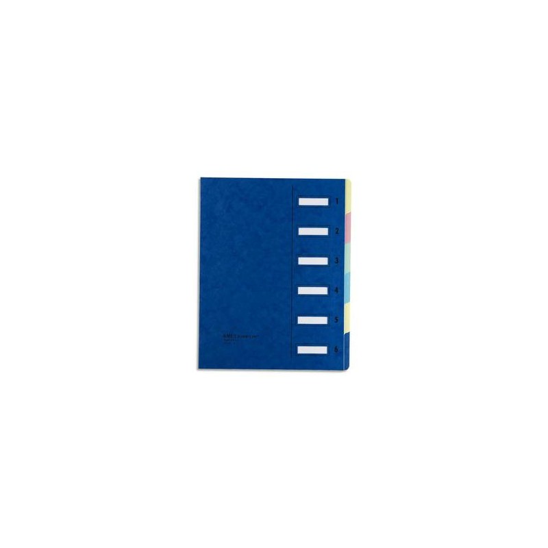 EMEY Trieur EMEY JUNIOR en carte avec système clip, 6 compartiments. Coloris bleu.