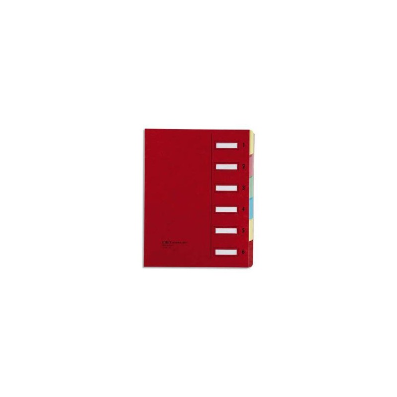 EMEY Trieur EMEY JUNIOR en carte avec système clip, 6 compartiments. Coloris rouge.