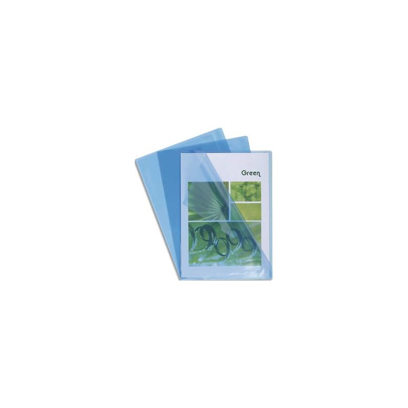 EXACOMPTA Boîte de 100 pochettes coin en PVC 14/100 ème. Coloris bleu.