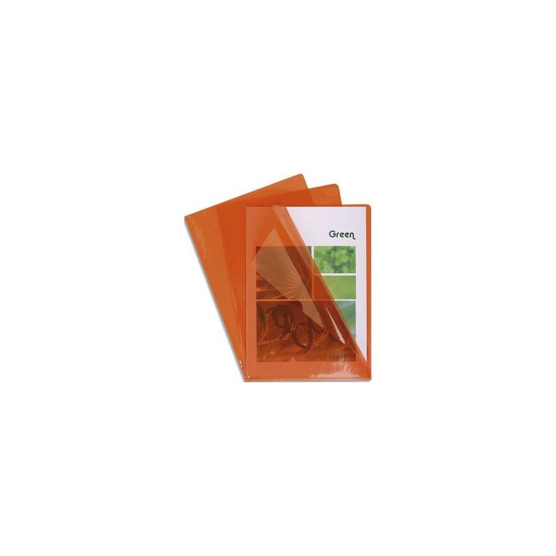 EXACOMPTA Boîte de 100 pochettes coin en PVC 14/100 ème. Coloris orange.