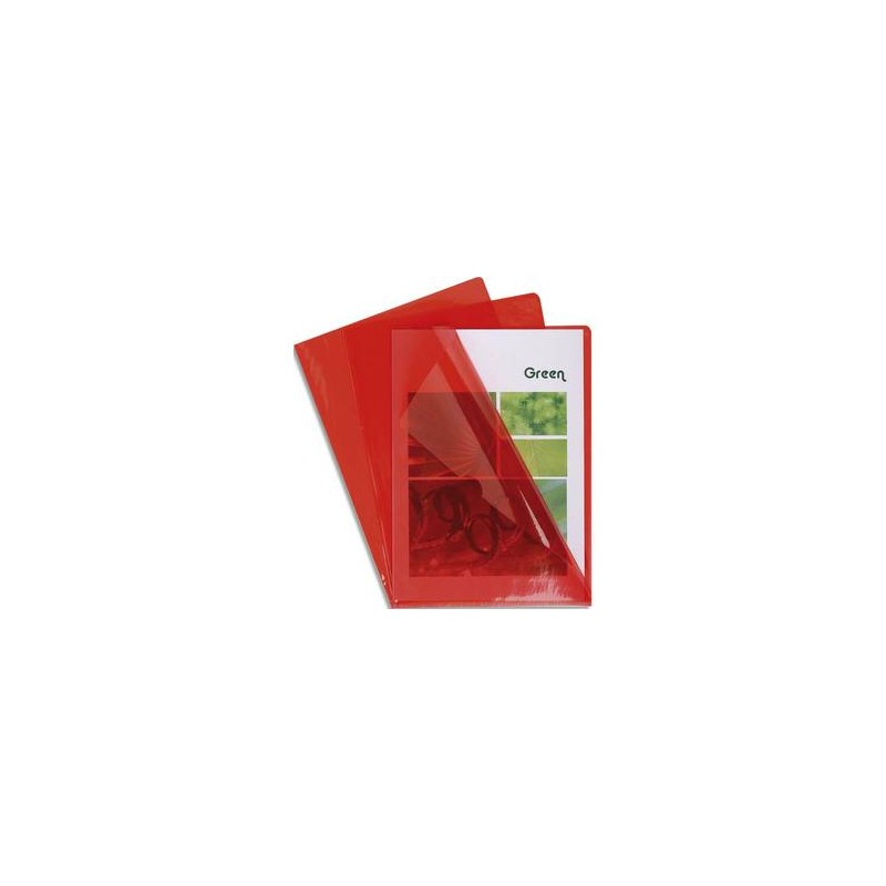 EXACOMPTA Boîte de 100 pochettes coin en PVC 14/100 ème. Coloris rouge.