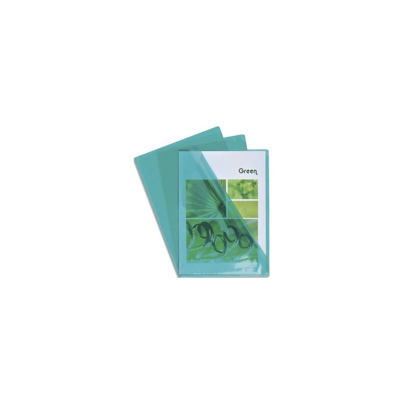 EXACOMPTA Boîte de 100 pochettes coin en PVC 14/100 ème. Coloris vert.