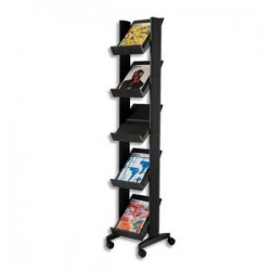 PAPERFLOW Présentoir de sol 5 tablettes noir L 35 x H 167,5 x P 38,5 cm
