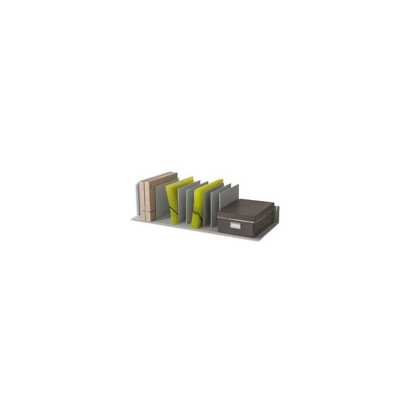 PAPERFLOW Trieur avec 10 séparateurs amovibles/crémaillères au pas 2,5 cm L92 x H21 x P27,5 cm gris
