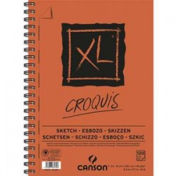 CANSON Album de 60 feuilles papier dessin CROQUIS XL spirale grand côté 90g A5 Ref-787221