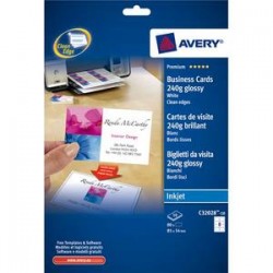AVERY Pochette de 80 cartes de visite (85x54 mm) 240g coins droits jet d'encre finition brillante