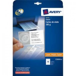 AVERY Pochette de 250 cartes de visite microperforées (85x54 mm) 185g coins droits finition mate