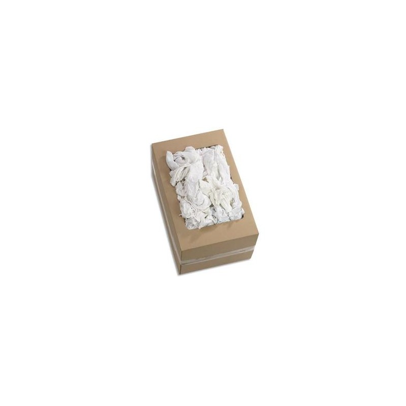 HYGIENE Boîte de 10 Kg de Chiffons en coton blanc Jersey - Format : 60 x 40 cm