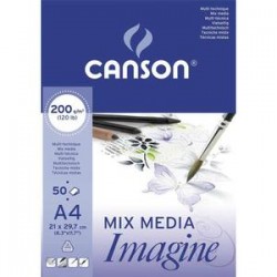 CANSON Bloc de 50 feuilles de papier dessin IMAGINE 200g A4 blanc