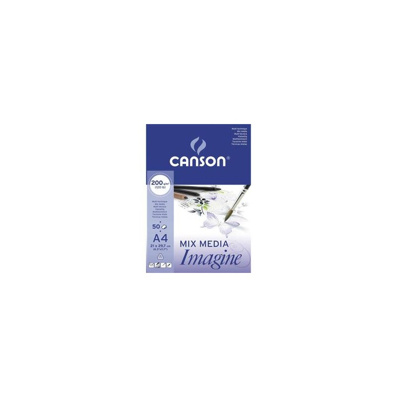 CANSON Bloc de 50 feuilles de papier dessin IMAGINE 200g A4 blanc