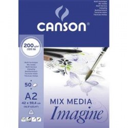 CANSON Bloc de 50 feuilles de papier dessin IMAGINE 200g A2 blanc