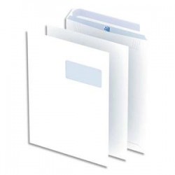 OXFORD Boîte de 250 pochettes blanches auto-adhésives 100g format C4 229x324 mm avec fenêtre 55x100 mm