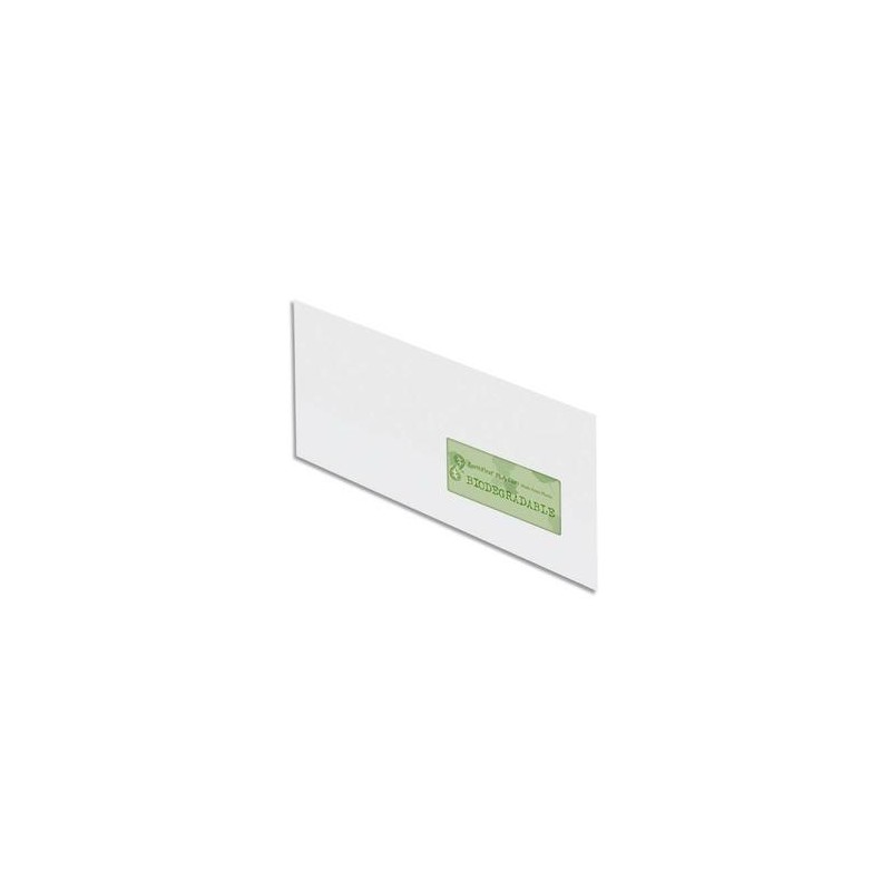 OXFORD Boîte de 500 enveloppes recyclées extra blanches 90g format DL 110x220 mm avec fenêtre 45x100 mm