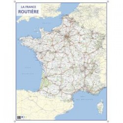 CBG carte murale route de France - Pelliculée format 66 x 84,5 cm - 4 oeillets pour suspension