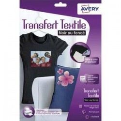 AVERY Boîte de 4 feuilles transferts pour tee-shirt noir ou foncé