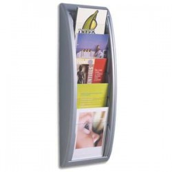 PAPERFLOW Présentoir mural Quick Fit System, 5 cases format A5 épaisseur 2 cm, L22,7 x H65 x P9,5 cm alu