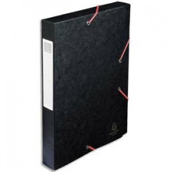EXACOMPTA Chemise 3 rabats et élastique Exatobox dos de 4 cm, en carte lustrée 5/10e noir