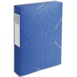 EXACOMPTA Chemise 3 rabats et élastique Exatobox dos de 6 cm, en carte lustrée 5/10e bleu