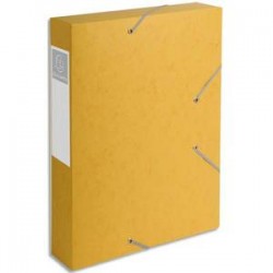 EXACOMPTA Chemise 3 rabats et élastique Exatobox dos de 6 cm, en carte lustrée 5/10e jaune