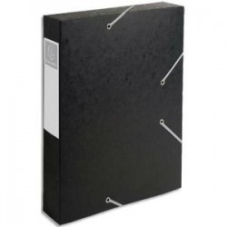 EXACOMPTA Chemise 3 rabats et élastique Exatobox dos de 6 cm, en carte lustrée 5/10e noir