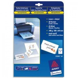 AVERY Pochette de 250 cartes de visite (85x54 mm) 270g coins droits laser finition mate