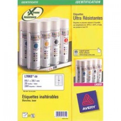 AVERY Boite de 280 etiquettes laser inalterables blanches 99,1x38,1 L7063-20