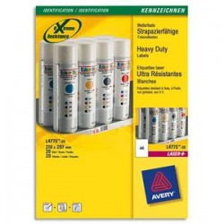 AVERY Boite de 20 etiquettes laser inalterables blanches 210x297 L4775-20