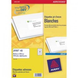 AVERY Boîte de 200 étiquettes adresses jet d encre 99,1x67,7mm blanches J8165-25