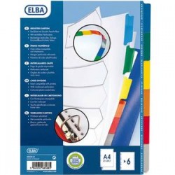 ELBA Intercalaire en carte blanche 170g, 6 touches renforcées mylar, format A4