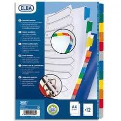 ELBA Intercalaire en carte blanche 170g, 12 touches renforcées mylar, format A4