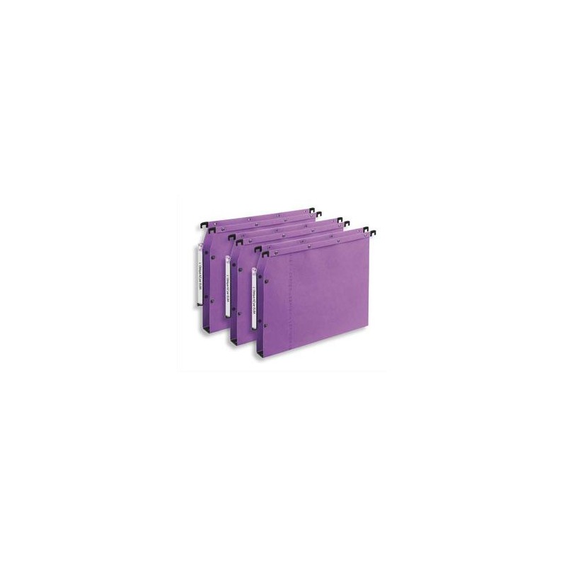 OBLIQUE AZ Boîte de 25 dossiers suspendus ARMOIRE en kraft 240g. Fond 30, bouton-pression. Lilas