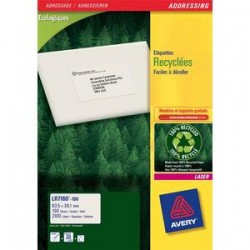 AVERY Boîte de 2100 étiquettes adresse laser recyclées blanc 63,5X38,1 LR7160-100