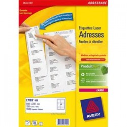 AVERY Boîte de 1400 étiquettes adresse laser recyclées blanc 99.1X38.1 LR7163-100