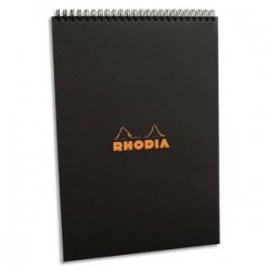 RHODIA Bloc de direction couverture reliure intégrale en-tête noire 80 feuilles format A4 réglure 5x5